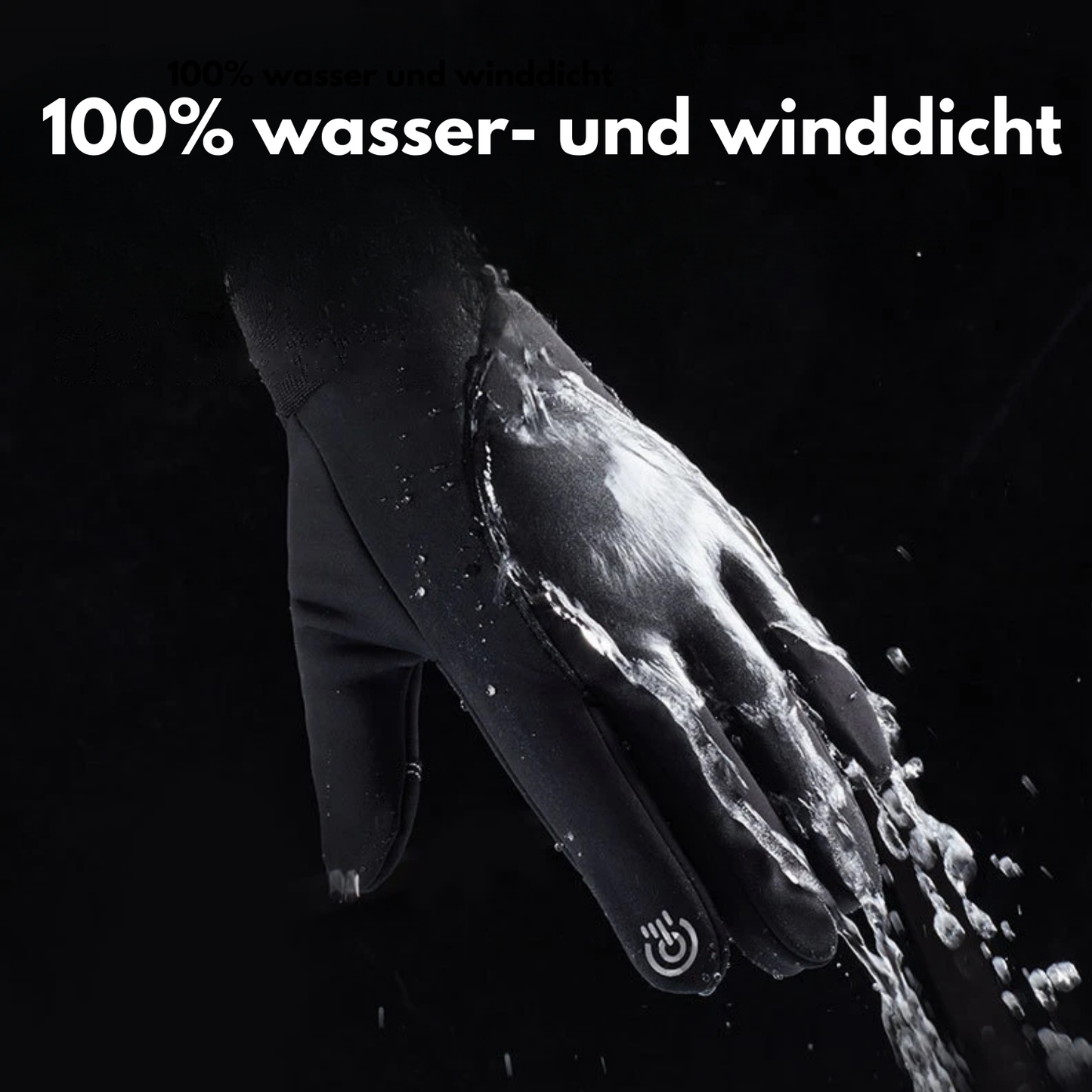 Der Tieberg - Thermo Handschuhe gegen kalte Hände von Tieberg, hier in schwarz mit rutschfester Silikonbeschichtung, weist Wasser ab, wenn es über den Handschuh läuft und unterstreicht damit seine 100% wasser- und winddichten Eigenschaften.
